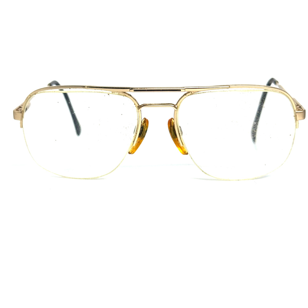 Vintage Luxottica Carlos 2 Silver Pilot‎ Half-Rim Sunglasses Italy H17130